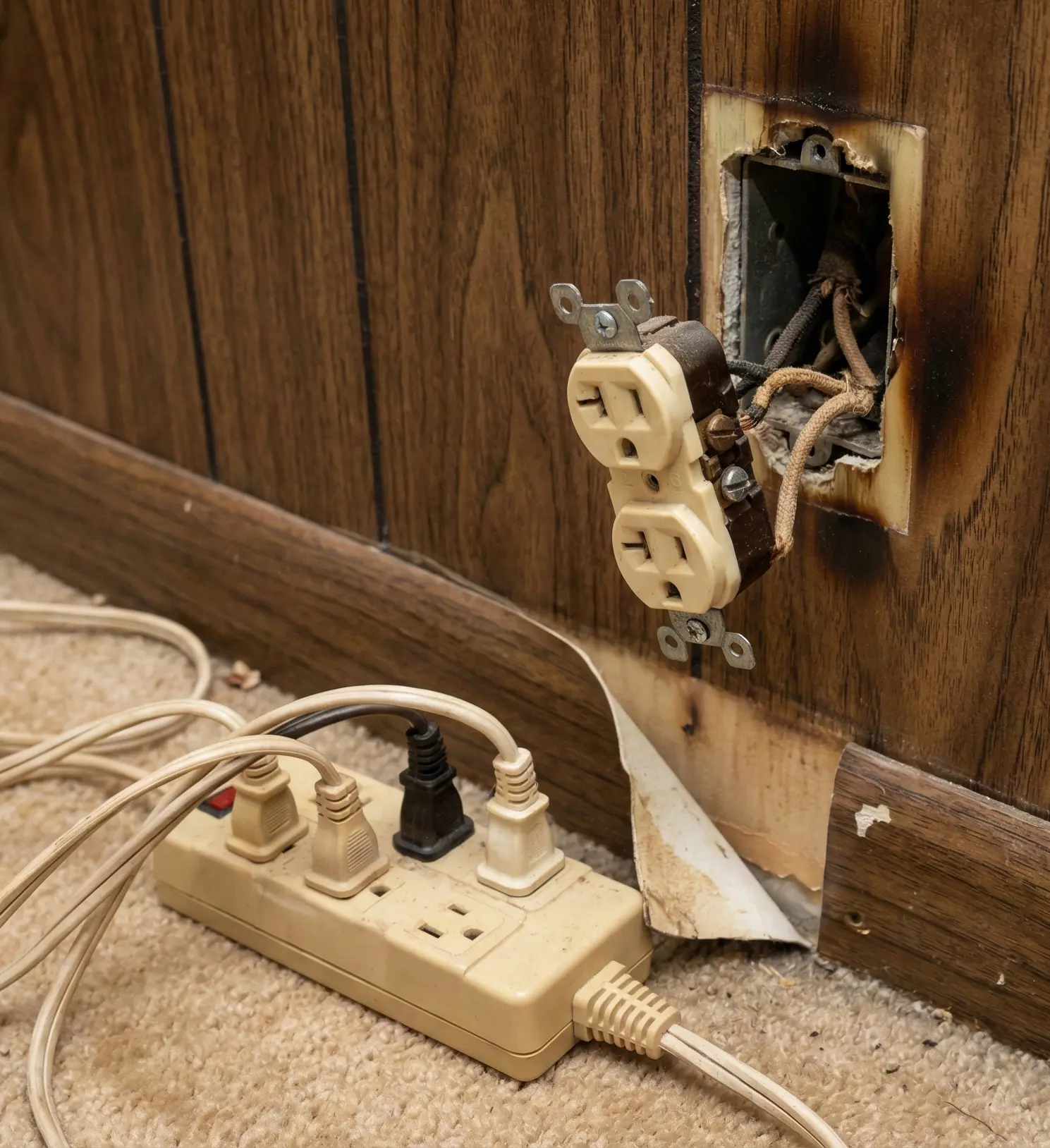 Burnt electrical outlet